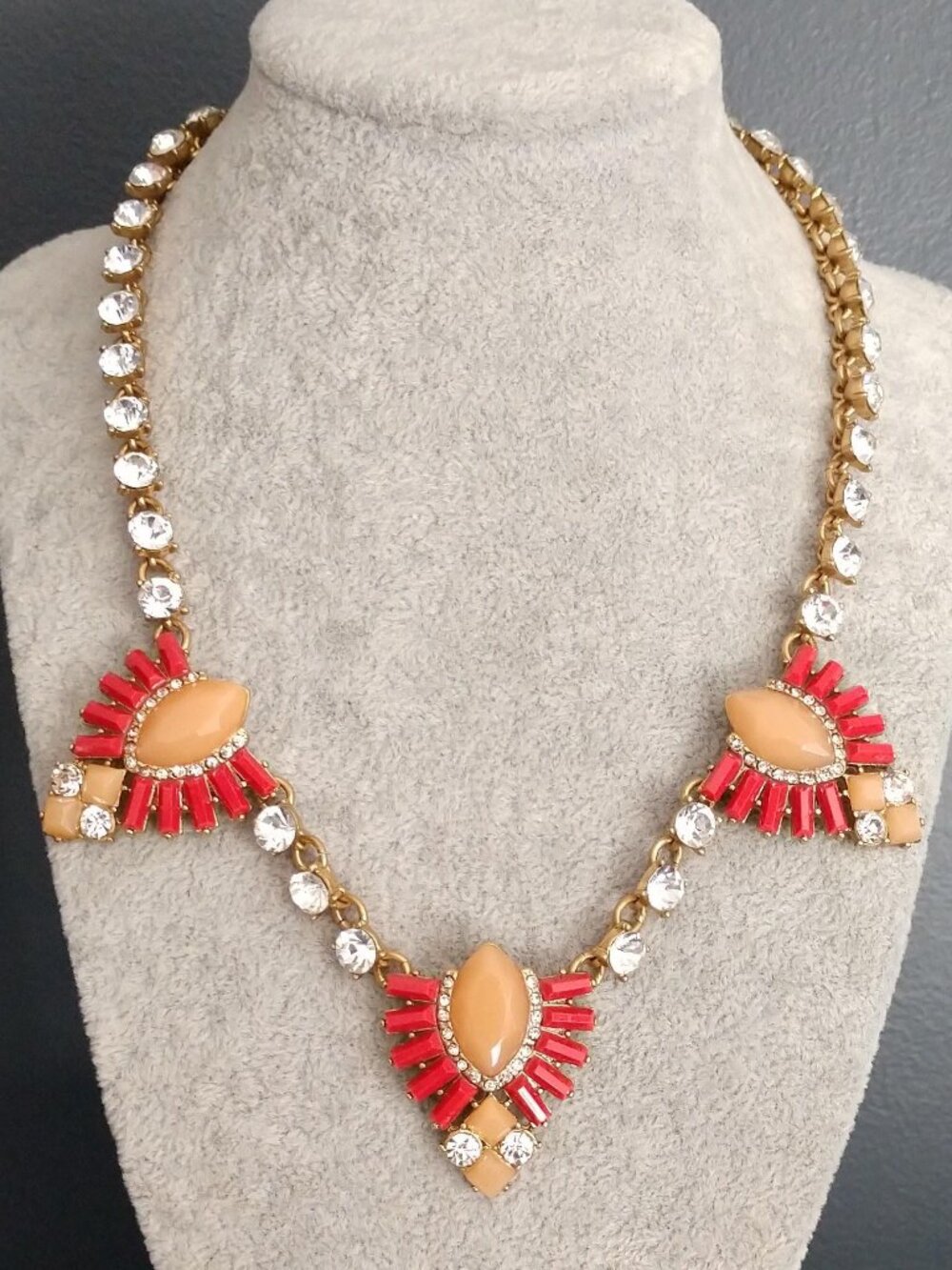 Bead and clear glass statement necklace